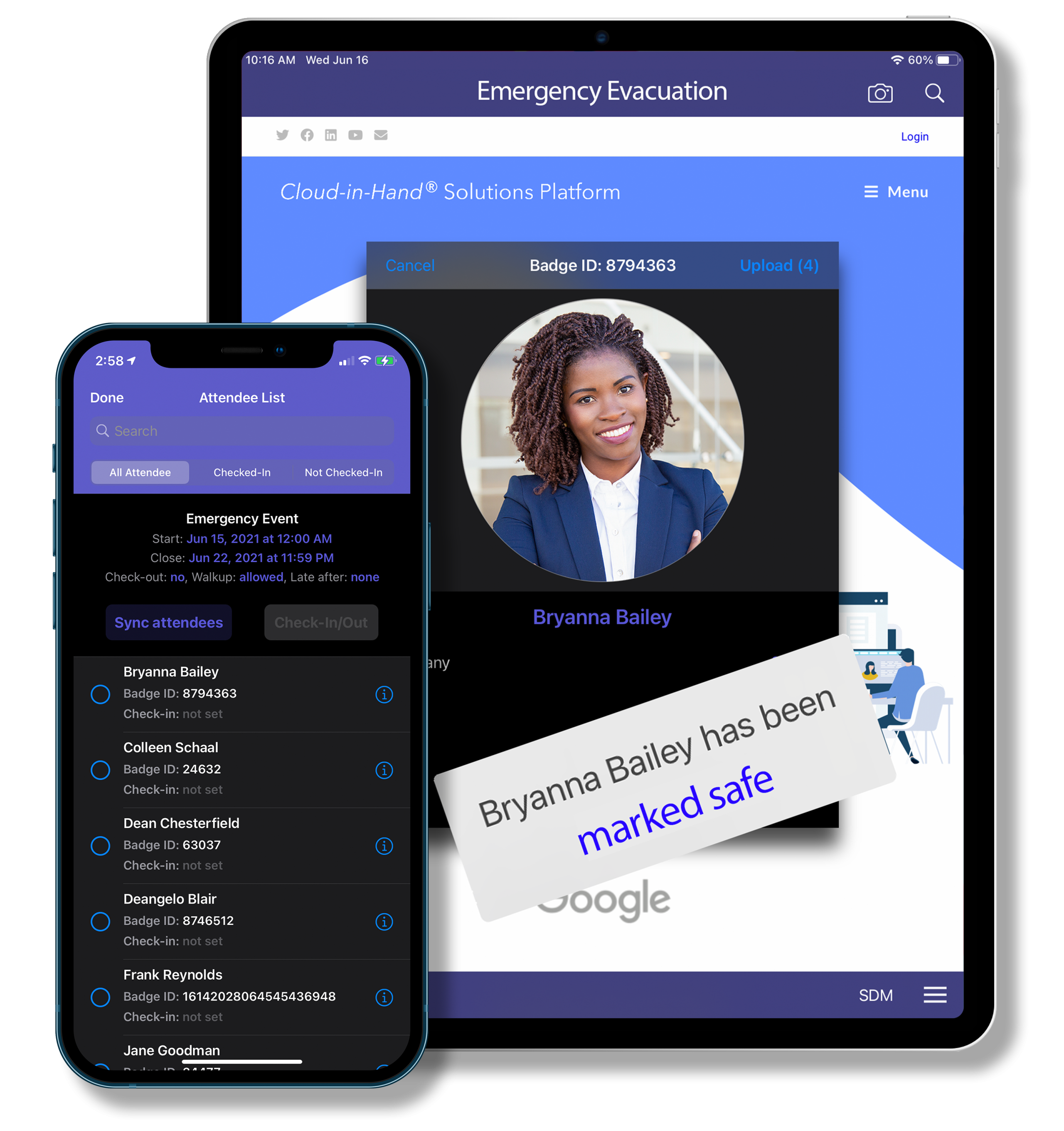 Cloud-in-Hand - Check-in Screens for Emergency iPad iPhone