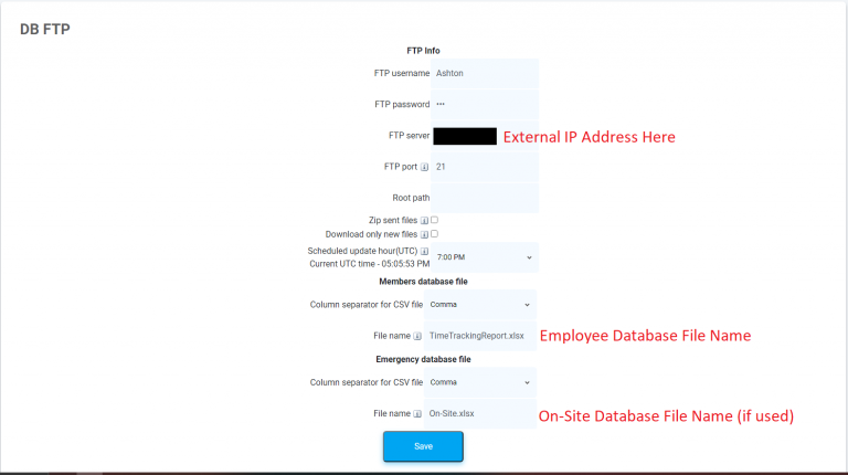 stratus-io DB FTP setup details