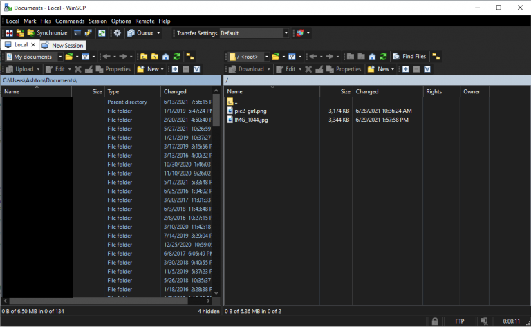 WinSCP FTP connection