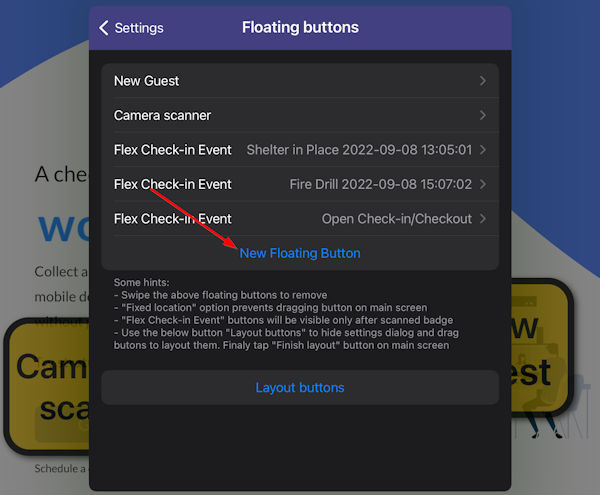 Speed up RFID-NFC-Barcode event check-in with float buttons new floating button