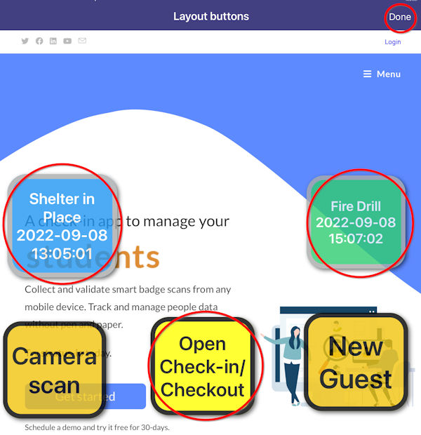 Speed up RFID-NFC-Barcode event check-in floating button example