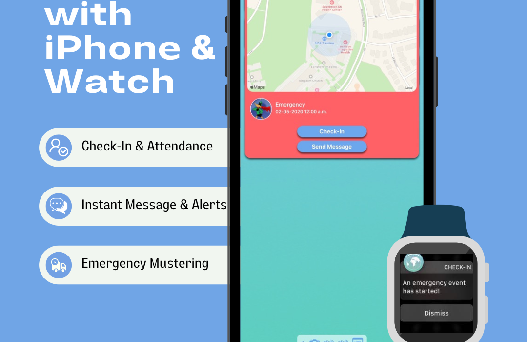 Emergency Mustering Checkpoint iPhone & Apple Watch