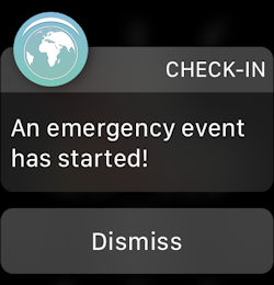 Apple Watch emergency checkpoint mustering notification stratus-io 