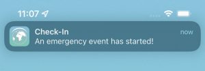emergency checkpoint mustering notification iPhone