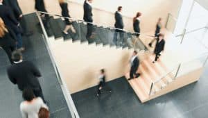 Employees during a safety drill 