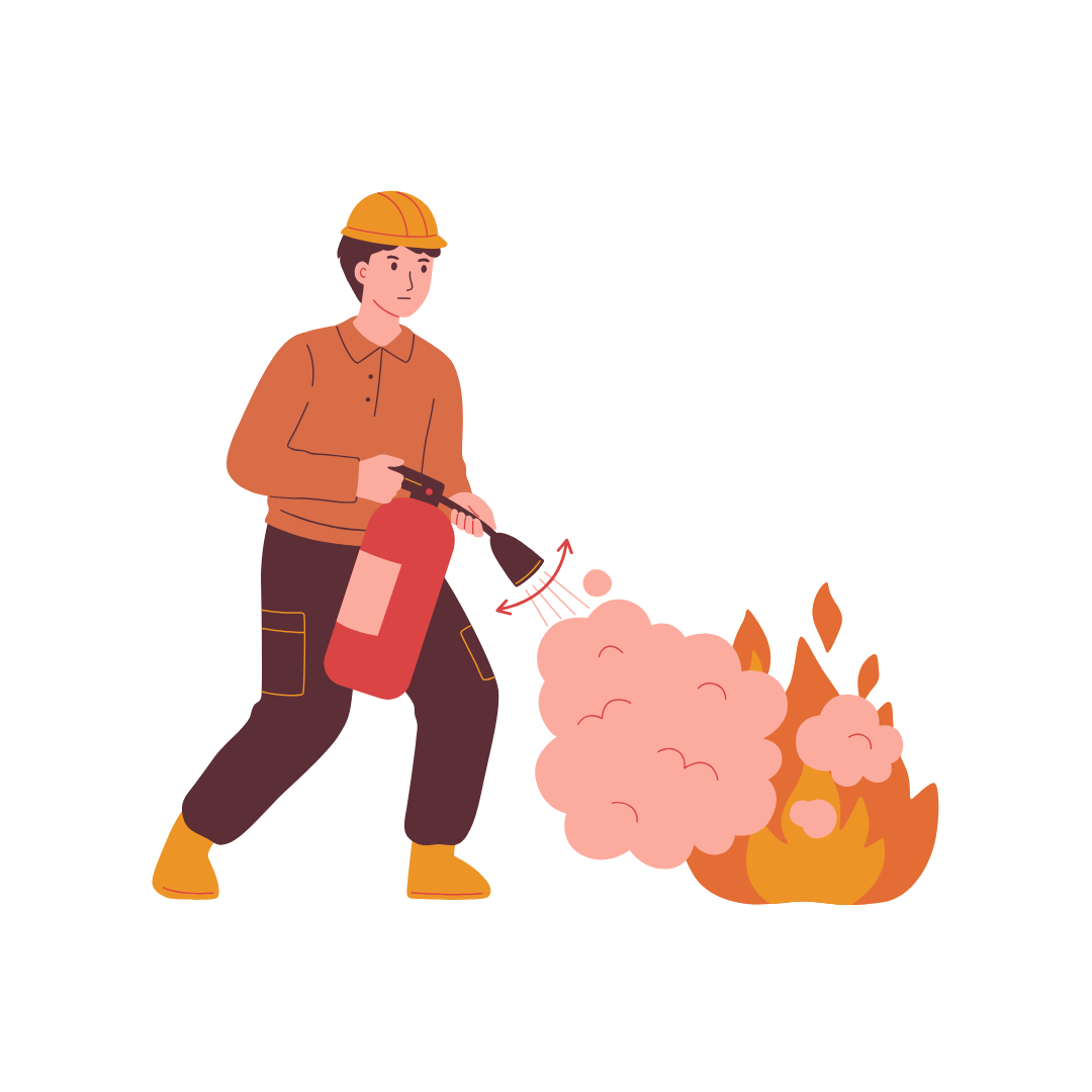 fireman putting down fire to manage student safety