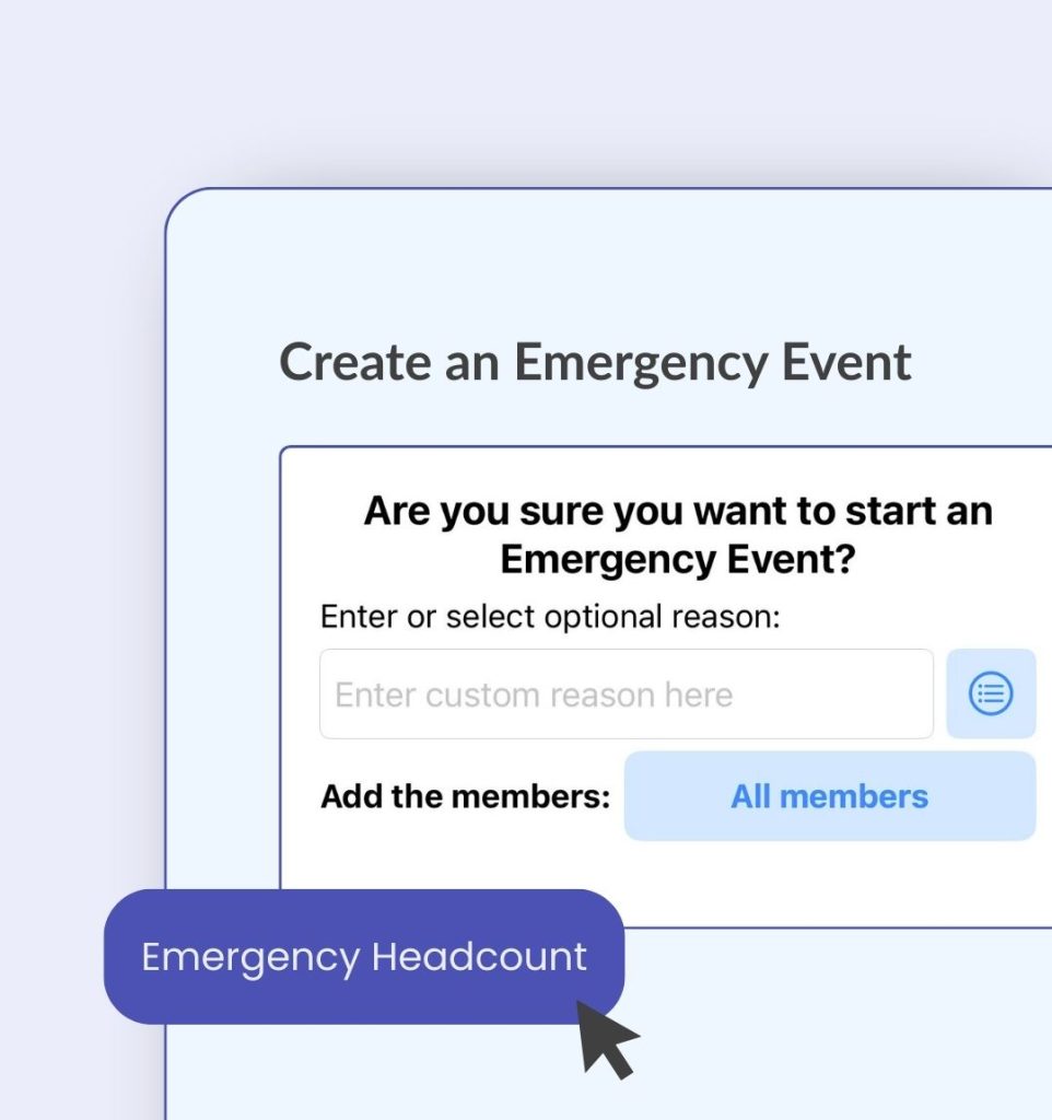 Create an emergency event screenshot with Stratus-io Time and Attendance Software